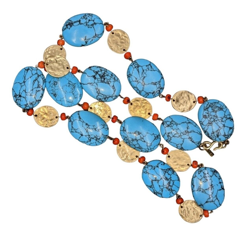 Rare KENNETH J LANE Vintage KLJ Statement Necklace- Turquoise Coral - 198 grams!